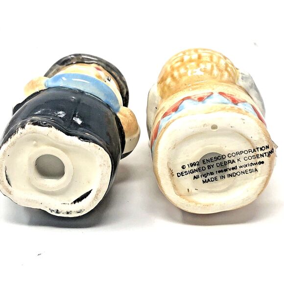 Enesco Thanksgiving Pilgrim & Indian Mouse Salt & Pepper Shakers w/Box VTG 80s - Picture 8 of 11
